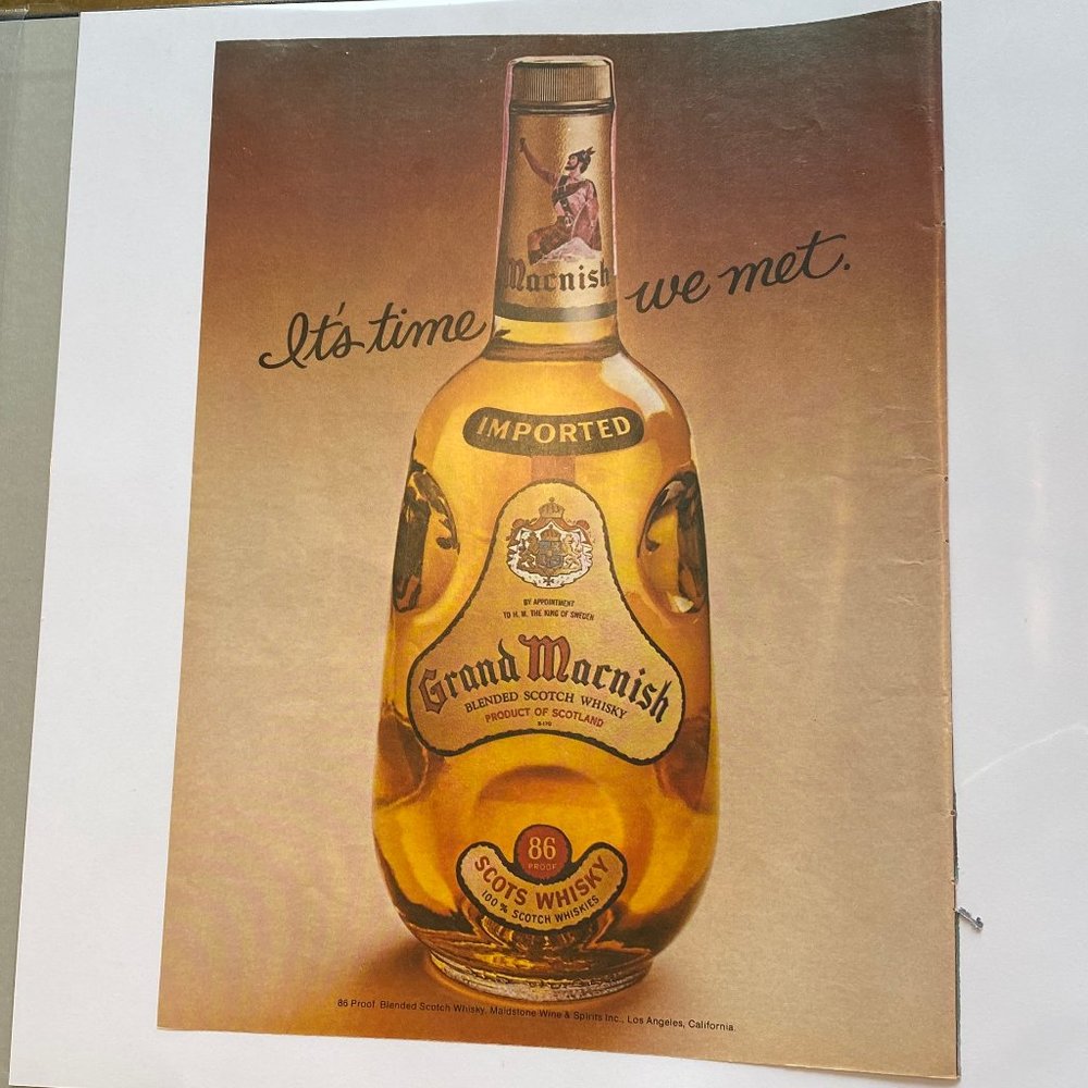 Vintage 70s Sport Magazine Alcohol Ad Poster
